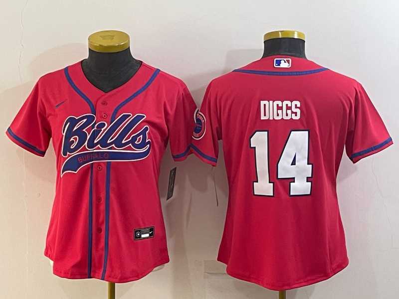 Womens Buffalo Bills #14 Stefon Diggs Red Stitched Cool Base Nike Baseball Jersey